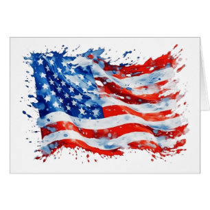 American Flag USA Watercolor 4th of July Cards