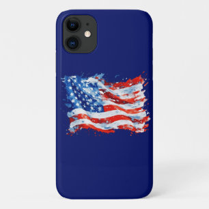 American Flag USA Watercolor 4th of July iPhone 11 Case