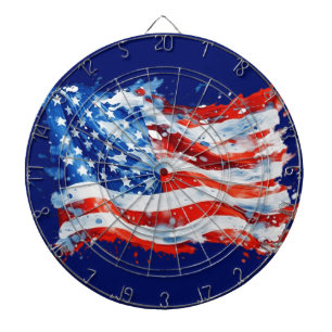 American Flag USA Watercolor 4th of July Dart Board