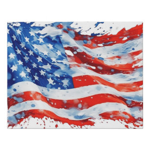 American Flag USA Watercolor 4th of July Faux Canvas Print
