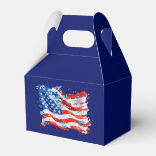 American Flag USA Watercolor 4th of July Favor Boxes