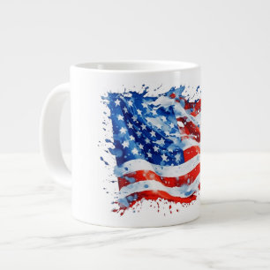 American Flag USA Watercolor 4th of July Giant Coffee Mug