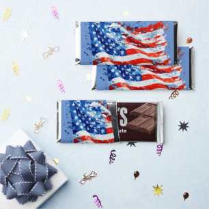 American Flag USA Watercolor 4th of July Hershey Bar Favors