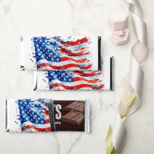 American Flag USA Watercolor 4th of July Hershey Bar Favors