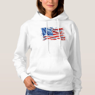 American Flag USA Watercolor 4th of July Hoodie