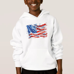 American Flag USA Watercolor 4th of July Hoodie