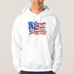 American Flag USA Watercolor 4th of July Hoodie