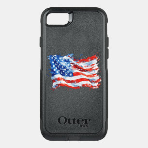 American Flag USA Watercolor 4th of July OtterBox Commuter iPhone SE/8/7 Case
