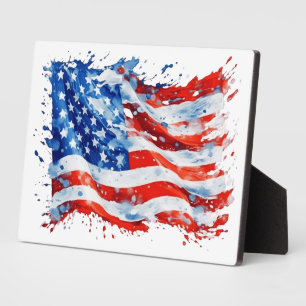 American Flag USA Watercolor 4th of July Plaque
