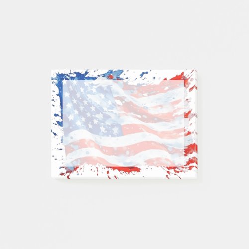 American Flag USA Watercolor 4th of July Post_it Notes