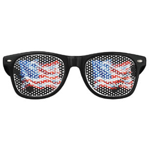 American Flag USA Watercolor 4th of July Retro Sunglasses