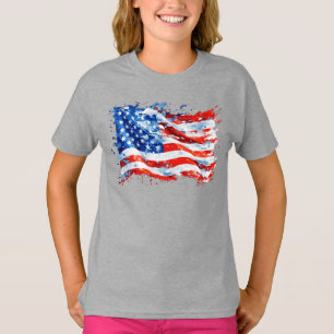 American Flag USA Watercolor 4th of July T-Shirt