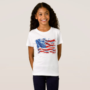 American Flag USA Watercolor 4th of July T-Shirt