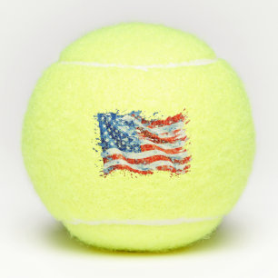 American Flag USA Watercolor 4th of July Tennis Balls
