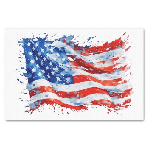 American Flag USA Watercolor 4th of July Tissue Paper