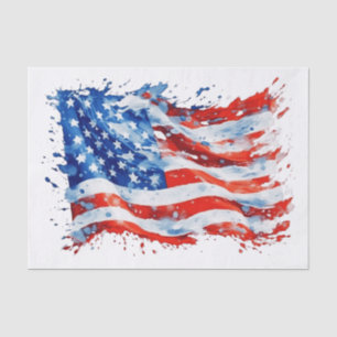 American Flag USA Watercolor 4th of July Tissue Paper