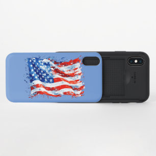 American Flag USA Watercolor 4th of July iPhone X Slider Case