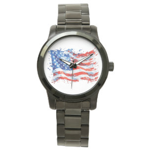 American Flag USA Watercolor 4th of July Watch