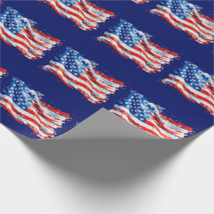 American Flag USA Watercolor 4th of July Wrapping Paper