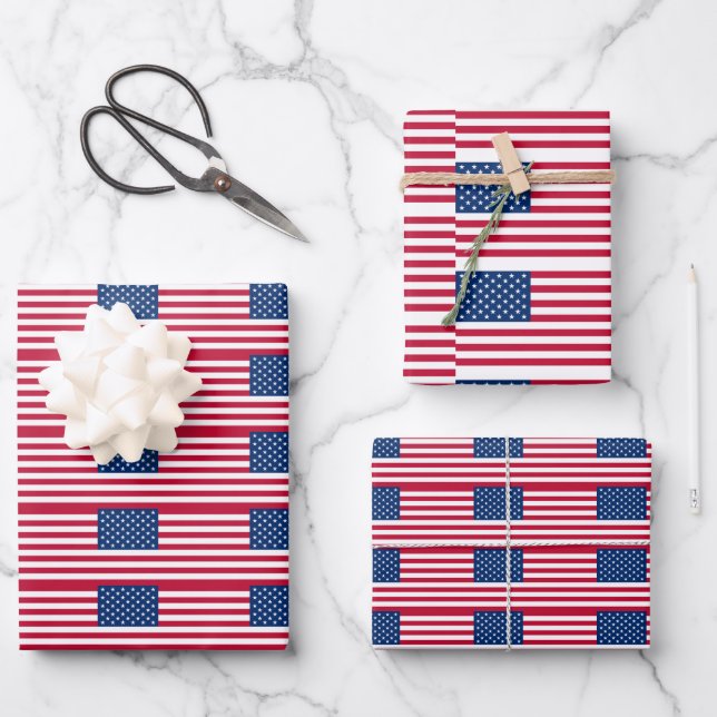 American Flag USA Wrapping Paper Sheets (Front)