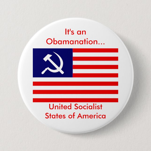 american-flag-USSA, It's an Obamanation..., Uni... Pinback Button (Front)