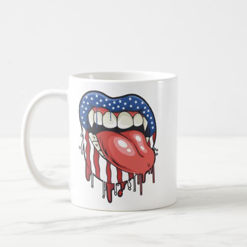American Flag Vampire Lips T_Shirt Coffee Mug