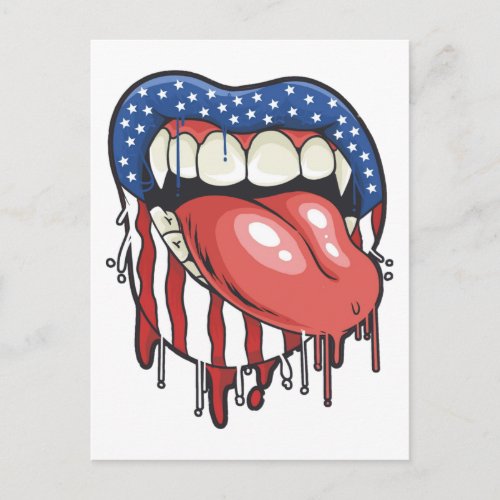 American Flag Vampire Lips T_Shirt Coffee Mug Postcard