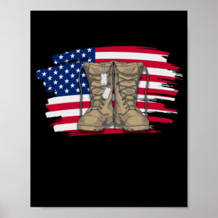 American Flag  Veteran Boots Poster