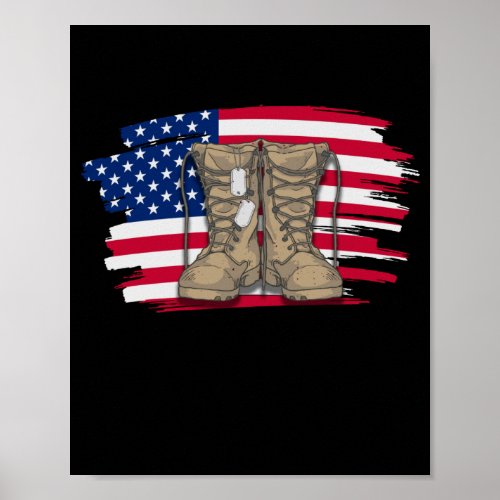 American Flag  Veteran Boots Poster