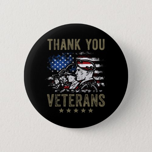 American Flag Veteran Day Thank You for Your Servi Button