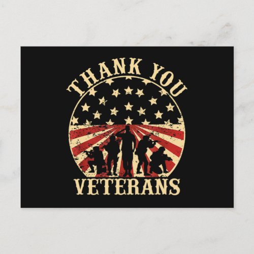 American Flag Veteran Day Thank You Veterans Announcement Postcard