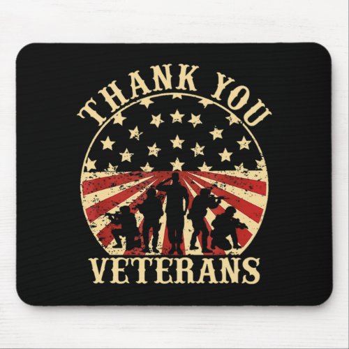 American Flag Veteran Day Thank You Veterans Mouse Pad
