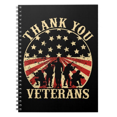 American Flag Veteran Day Thank You Veterans Notebook