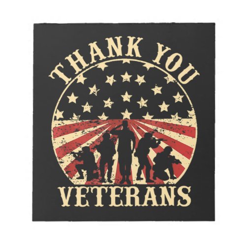 American Flag Veteran Day Thank You Veterans Notepad