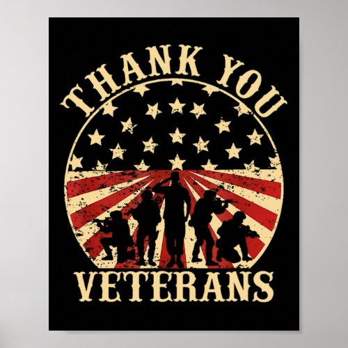 American Flag Veteran Day Thank You Veterans Poster