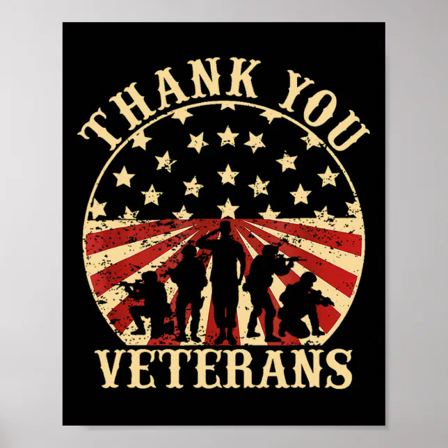 American Flag Veteran Day Thank You Veterans Poster | Zazzle