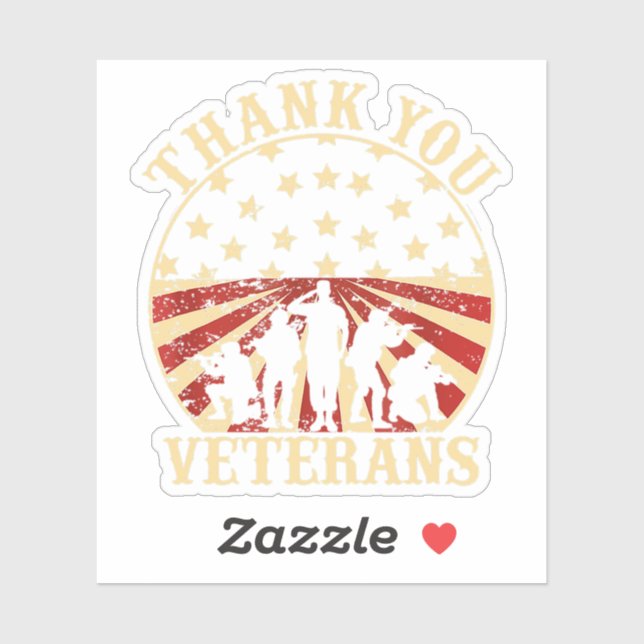 American Flag Veteran Day Thank You Veterans Sticker (Sheet)