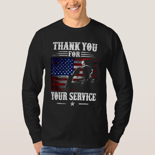 American Flag Veteran Day  Thank You Veterans  Vin T-Shirt (Front)