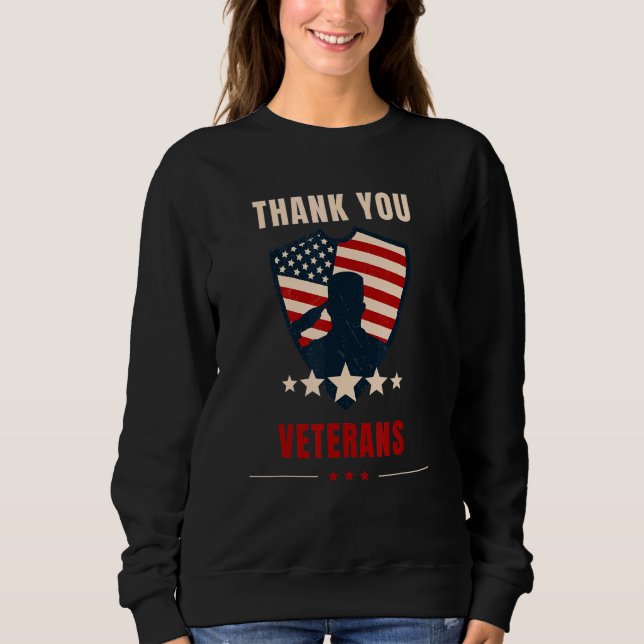 AMERICAN FLAG VETERAN DAY  THANK YOU VETERANS VINT SWEATSHIRT (Front)