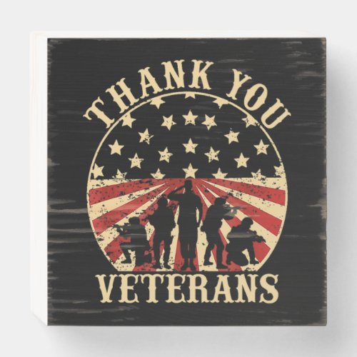 American Flag Veteran Day Thank You Veterans Wooden Box Sign