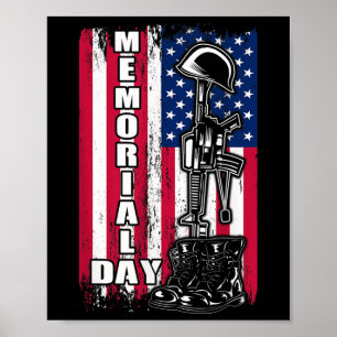 American Flag Veteran Memorial Day Patriotic  Poster