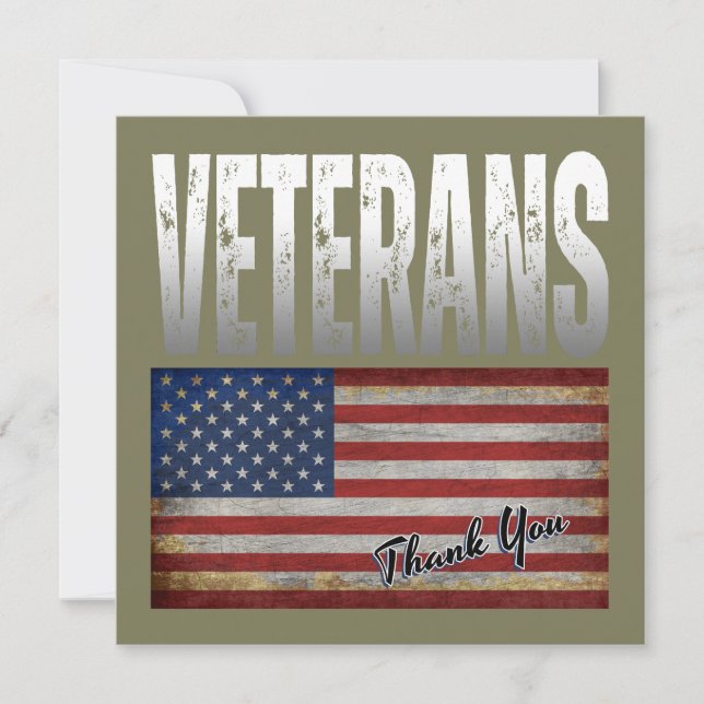 AMERICAN FLAG VETERANS THANK YOU 4TH OF JULY   CARD (Front)