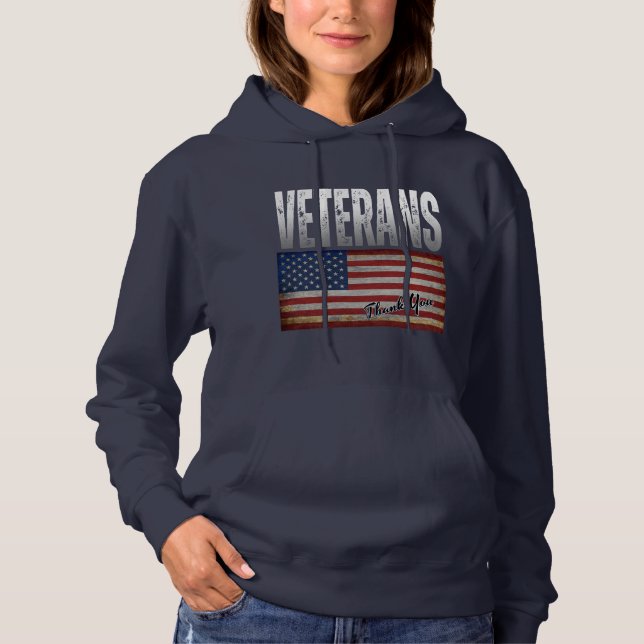 AMERICAN FLAG VETERANS THANK YOU 4TH OF JULY  HOODIE (Front)