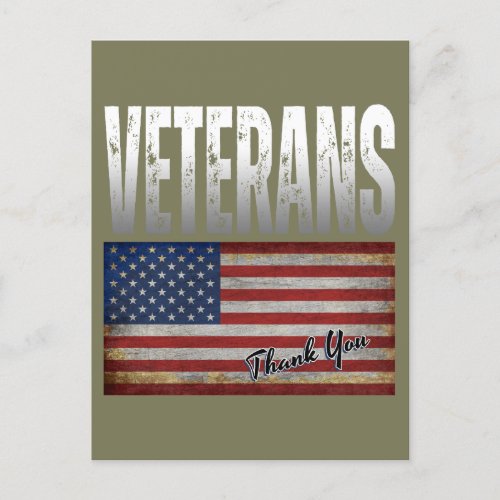 AMERICAN FLAG VETERANS THANK YOU 4TH OF JULY  POSTCARD