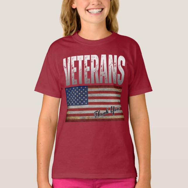 AMERICAN FLAG VETERANS THANK YOU 4TH OF JULY T-Shi T-Shirt (Front)