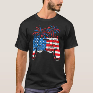 American Flag Video Game Controller Happy 4th Of J T-Shirt