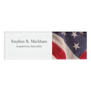 American flag view name tag