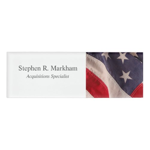 American flag view name tag