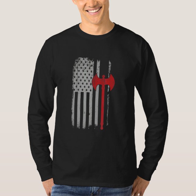 American Flag Viking Axe T-Shirt (Front)