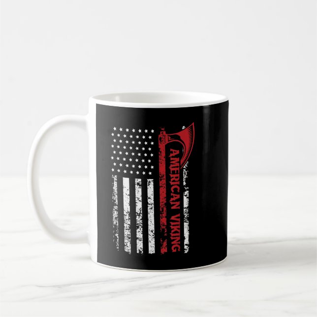 American Flag Viking Norseman Odin Thor Coffee Mug (Left)